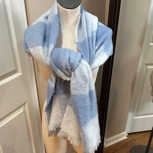 Steve Madden Blue and White Plaid Scarf